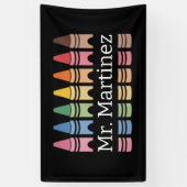 Gepersonaliseerde Crayon Leraar Naam Schattigee Ba Spandoek (Verticaal)