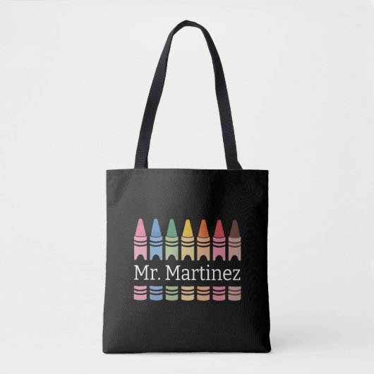 Gepersonaliseerde Crayon Leraar Naam Schattigee Ba Tote Bag (Voorkant)