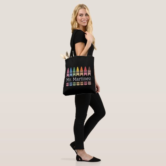 Gepersonaliseerde Crayon Leraar Naam Schattigee Ba Tote Bag (Op model)