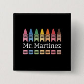 Gepersonaliseerde Crayon Leraar Naam Schattigee Ba Vierkante Button 5,1 Cm (Voorkant)