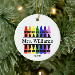 Gepersonaliseerde Crayon Leraar Waardering Gift Keramisch Ornament