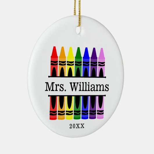 Gepersonaliseerde Crayon Leraar Waardering Gift Keramisch Ornament (Rechts)