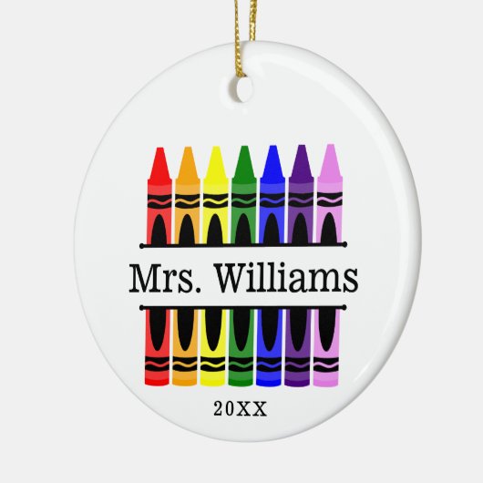 Gepersonaliseerde Crayon Leraar Waardering Gift Keramisch Ornament (Links)