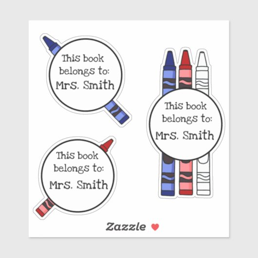 Gepersonaliseerde Crayon Library Boek Stickers (Vel)
