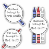Gepersonaliseerde Crayon Library Boek Stickers (Voorkant)