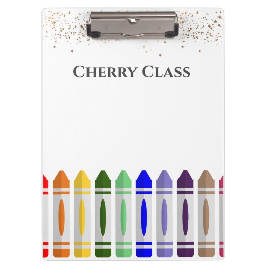 Gepersonaliseerde Crayon Star Design Class Klembord (Voorkant)