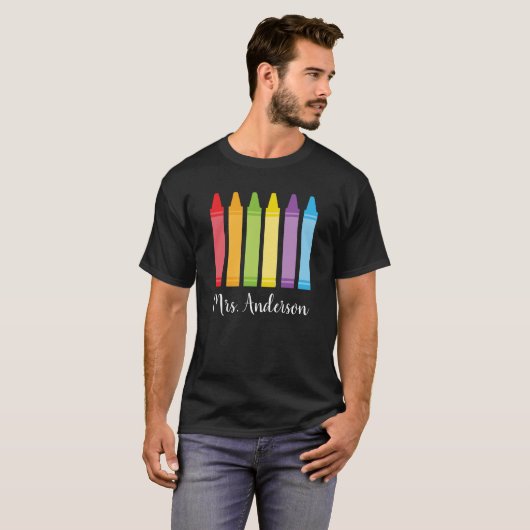 Gepersonaliseerde Crayon Teacher Shirt, Teacher Gi T-shirt (Voorkant volledig)