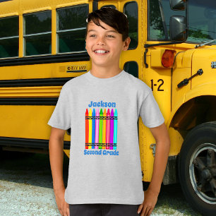 Gepersonaliseerde Crayons School Grade Design T-shirt