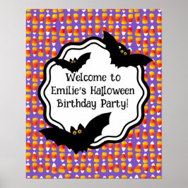 Gepersonaliseerde Crazy Candy Corn Black Bat Poster
