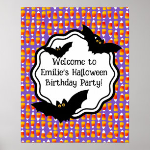 Gepersonaliseerde Crazy Candy Corn Black Bat Poster
