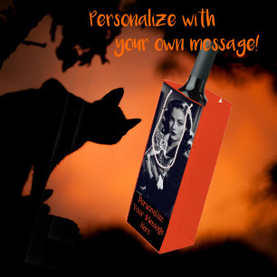 Gepersonaliseerde Crazy Cat Lady Halloween Wijn Cadeautas