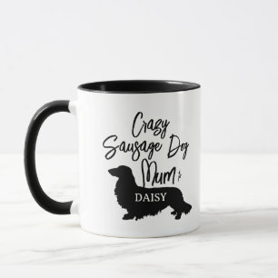 Gepersonaliseerde Crazy Sausage Dog Mum Tea Mok Gi