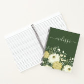 Gepersonaliseerde Cream Green Floral Journal Notitieboek (Binnen)