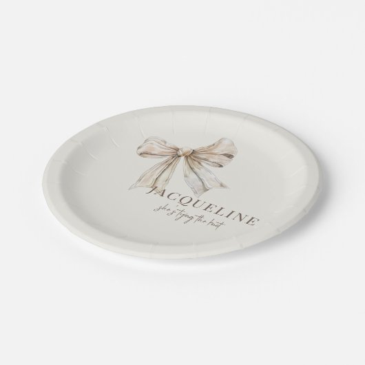 Gepersonaliseerde Cream Tying de Knoop Eenvoudige  Papieren Bordje (Gekanteld)