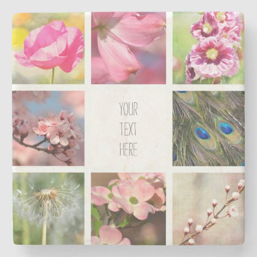 Gepersonaliseerde Creëer Uw Eigen Foto Collage Stenen Onderzetter (Voorkant)