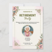 Gepersonaliseerde Crème & Roze Aquarel Pensioen Feestdagenkaart (Voorkant)