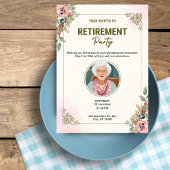 Gepersonaliseerde Crème & Roze Aquarel Pensioen Feestdagenkaart