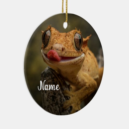 Gepersonaliseerde Crested Gecko Lizard Keramisch Ornament (Rechts)