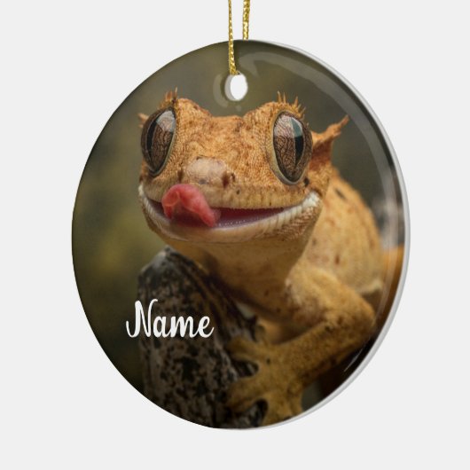 Gepersonaliseerde Crested Gecko Lizard Keramisch Ornament (Links)