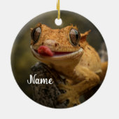 Gepersonaliseerde Crested Gecko Lizard Keramisch Ornament (Achterkant)