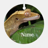 Gepersonaliseerde Crested Gecko Lizard Metalen Ornament (Achterkant)