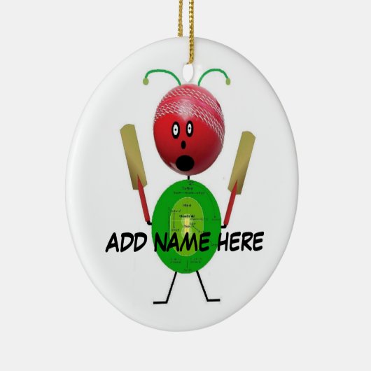 Gepersonaliseerde Cricket Star Keramisch Ornament (Rechts)