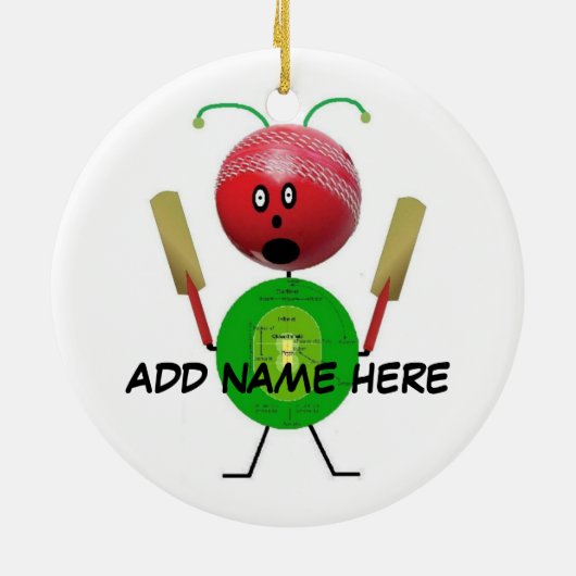 Gepersonaliseerde Cricket Star Keramisch Ornament (Achterkant)