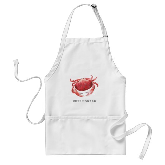 Gepersonaliseerde Crimson Crab | Naam Chef Standaard Schort (Voorkant)