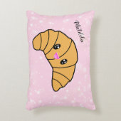 Gepersonaliseerde Croissant Paris Bakery Pink Girl Accent Kussen (Voorkant(Verticaal))