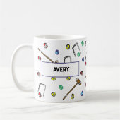 Gepersonaliseerde Croquet Mallets Hand-geïllustree Koffiemok (Links)