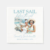 Gepersonaliseerde Cruise Bachelorette Party Nauti Servet (Voorkant)