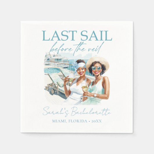 Gepersonaliseerde Cruise Bachelorette Party Nauti  Servet (Voorkant)