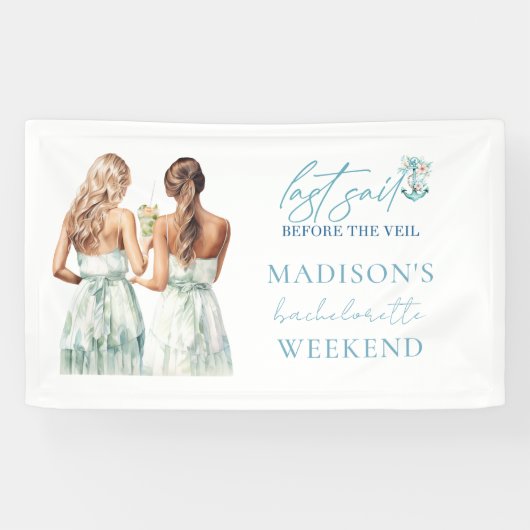 Gepersonaliseerde Cruise Bachelorette Party Spandoek (Horizontaal)