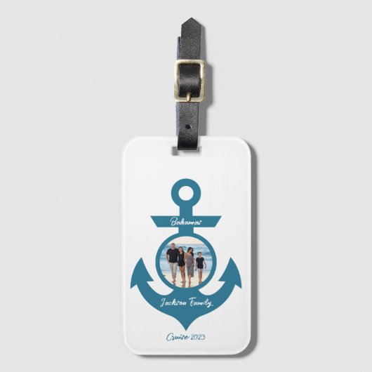 Gepersonaliseerde cruise familie reis met uw foto bagagelabel (Voorkant (verticaal))