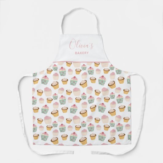 Gepersonaliseerde cupcake Patroon Keuken Bakkerij Schort (Voorkant)
