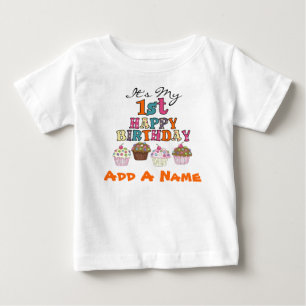 Gepersonaliseerde Cupcakes 1st Birthday T-shirt