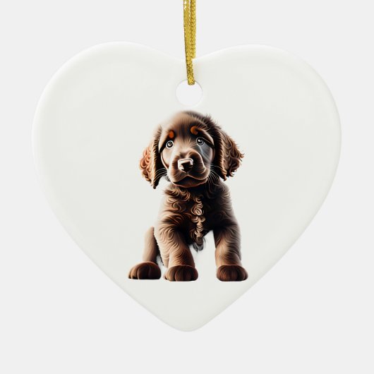Gepersonaliseerde Curly-Coated Retriever Puppy Keramisch Ornament (Voorkant)