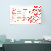 Gepersonaliseerde Curly Ribbons Verjaardagsbanner Spandoek (Beurs)
