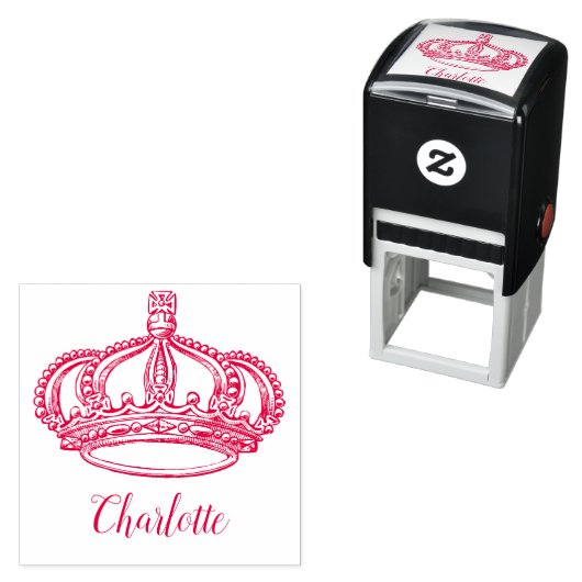 Gepersonaliseerde cursieve scriptnaam en kroon  zelfinktende stempel (In situ)