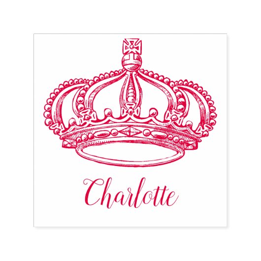 Gepersonaliseerde cursieve scriptnaam en kroon  zelfinktende stempel (Design)