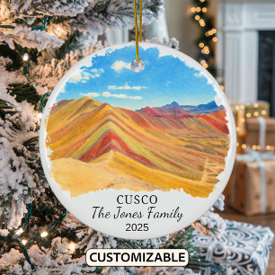 Gepersonaliseerde Cusco Ornament, Peru Rainbow Mou Keramisch Ornament