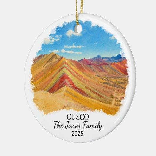Gepersonaliseerde Cusco Ornament, Peru Rainbow Mou Keramisch Ornament (Links)