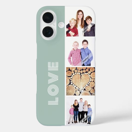 Gepersonaliseerde Custom 4 Photo Collage Love Fami Case-Mate iPhone Case (Achterkant)