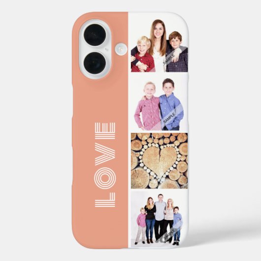 Gepersonaliseerde Custom 4 Photo Collage Love Fami Case-Mate iPhone Case (Achterkant)