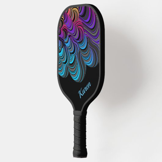 Gepersonaliseerde Custom Black en Neon Pickleball Paddle (Links)
