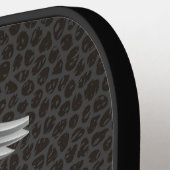 Gepersonaliseerde Custom Caduceus Zwart & Zilver Pickleball Paddle (Links Detail)