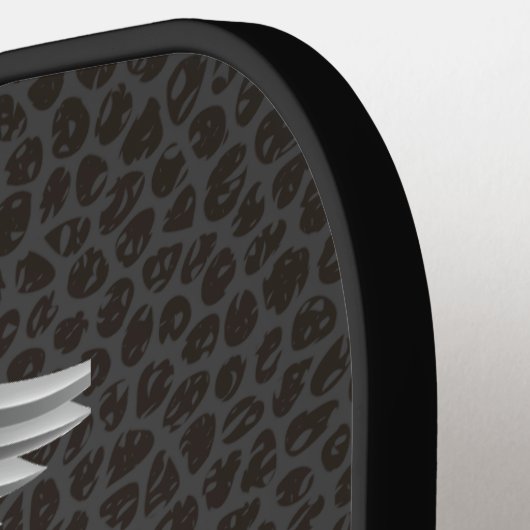 Gepersonaliseerde Custom Caduceus Zwart & Zilver Pickleball Paddle (Links Detail)