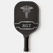 Gepersonaliseerde Custom Caduceus Zwart & Zilver Pickleball Paddle (Achterkant)