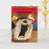 Gepersonaliseerde Custom Cat Christmas-fotokaarten Kaart (Gele Bloem)