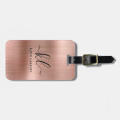 Gepersonaliseerde Custom Elegant Script Faux Roos Bagagelabel (Voorkant horizontaal)